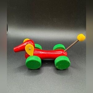 Vintage BRIO 1970's Wooden Toy Mini- Dachshund Dog - Baby 30063